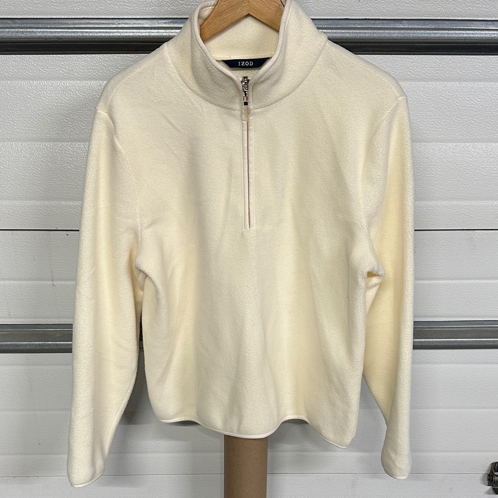 Izod Off-White Fleece Quarter-Zip Pullover